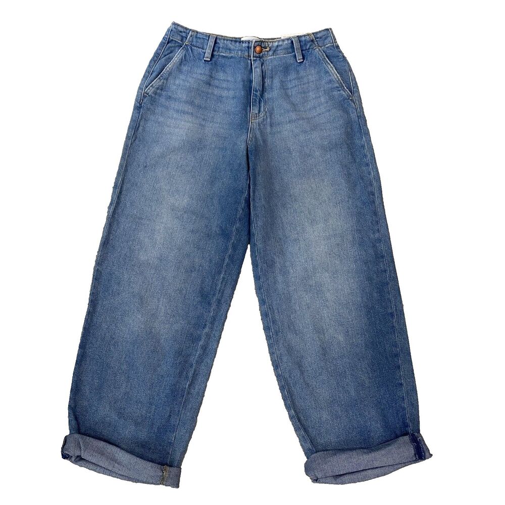 NEW Universal Thread Sz 6/28 Jeans Relaxed Straight Cuffed Wide Leg Baggy Jeans